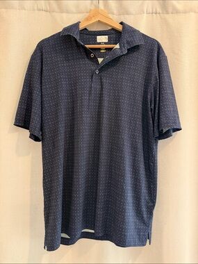 Greg Norman Collection Navy Polo with Microdot Pattern